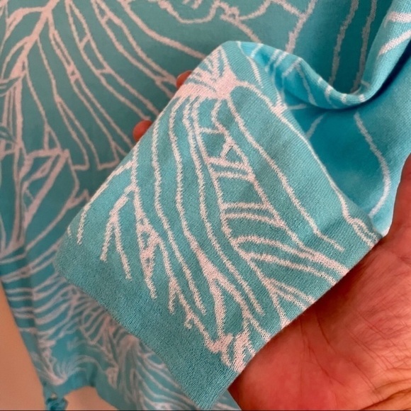 Tommy Bahama Aqua and White Island Bloom Tie Sweater Sz XS - Picture 4 of 6